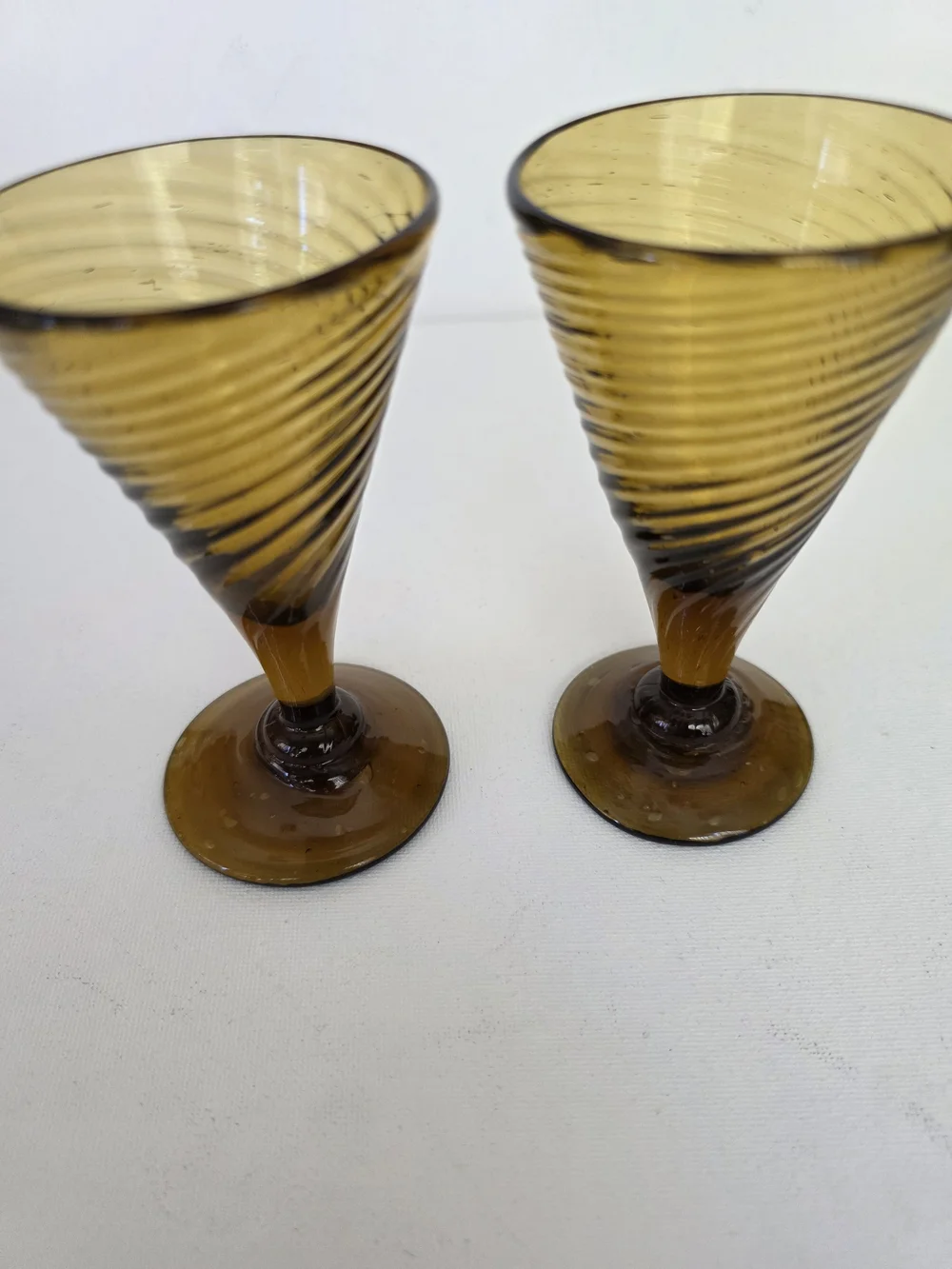 Handblown pair amber